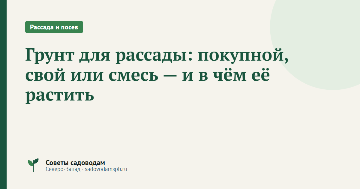 Грунт для рассады: покупной, свой или смесь — и в чём её растить
