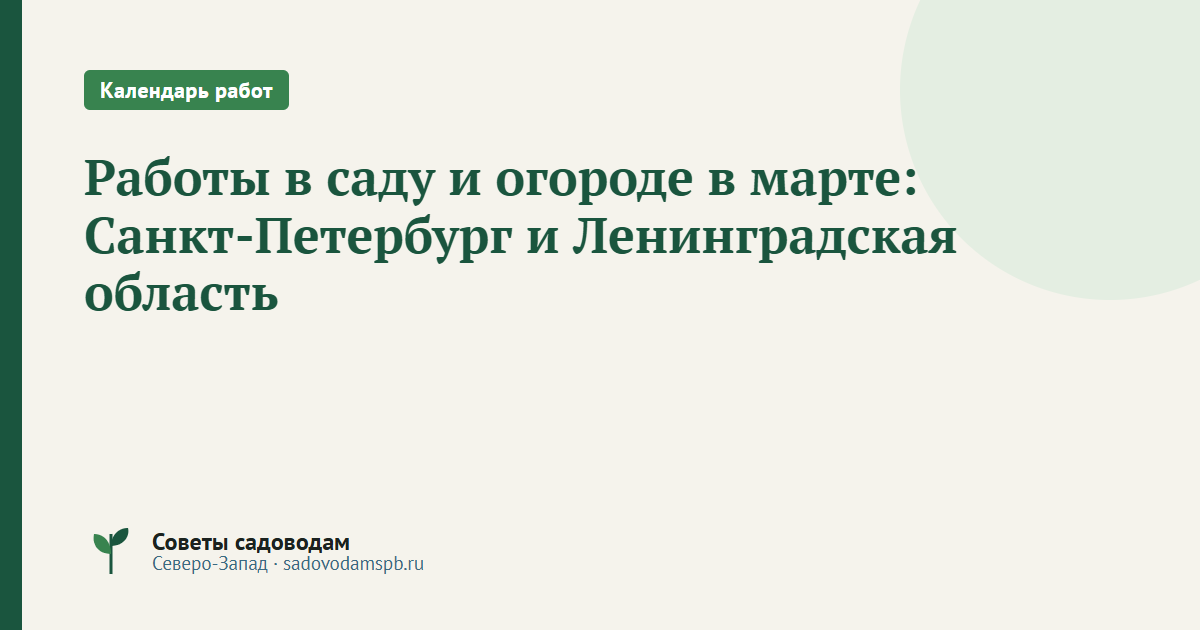 Работы в саду и огороде в марте: Санкт-Петербург и Ленинградская область